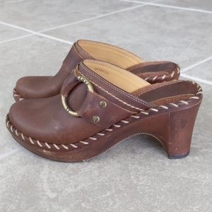 Frye Boots Slip On Leather Heel Clogs Sz 6 M